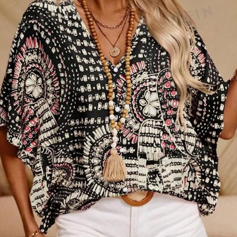 Noellise - Blouse artistique à manches chauve-souris