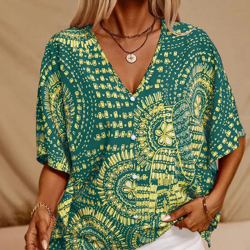 Noellise - Blouse artistique à manches chauve-souris