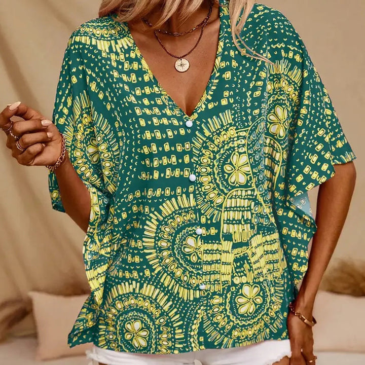 Noellise - Blouse artistique à manches chauve-souris