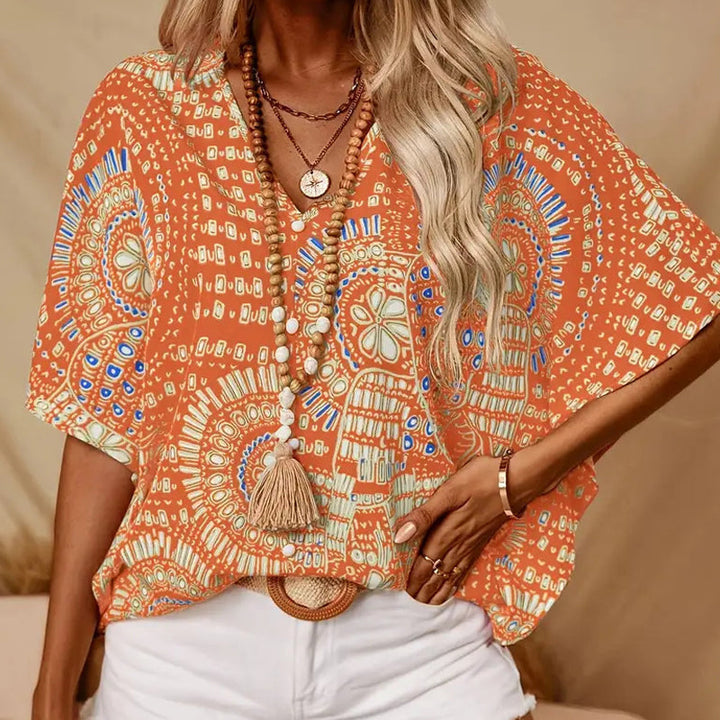 Noellise - Blouse artistique à manches chauve-souris