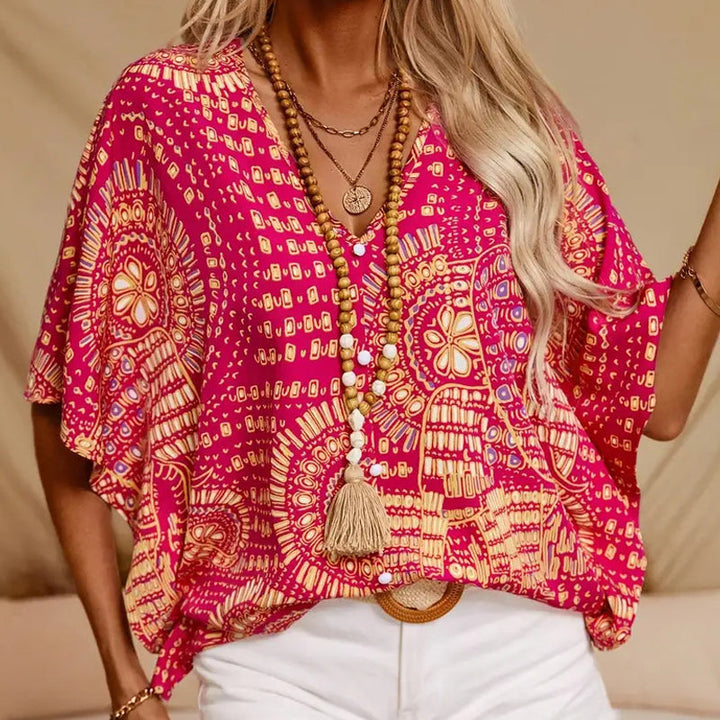 Noellise - Blouse artistique à manches chauve-souris