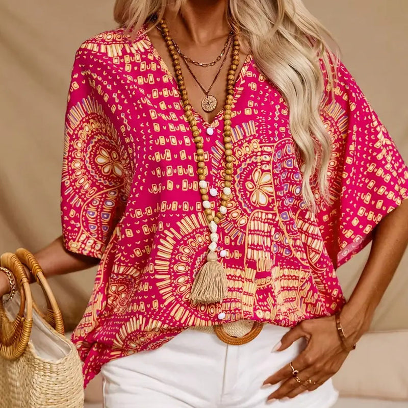 Noellise - Blouse artistique à manches chauve-souris