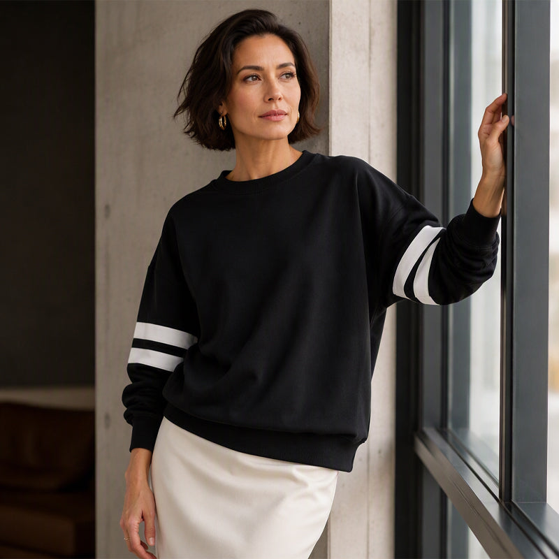 Anwynna - Sweat-shirt sport à manches rayées