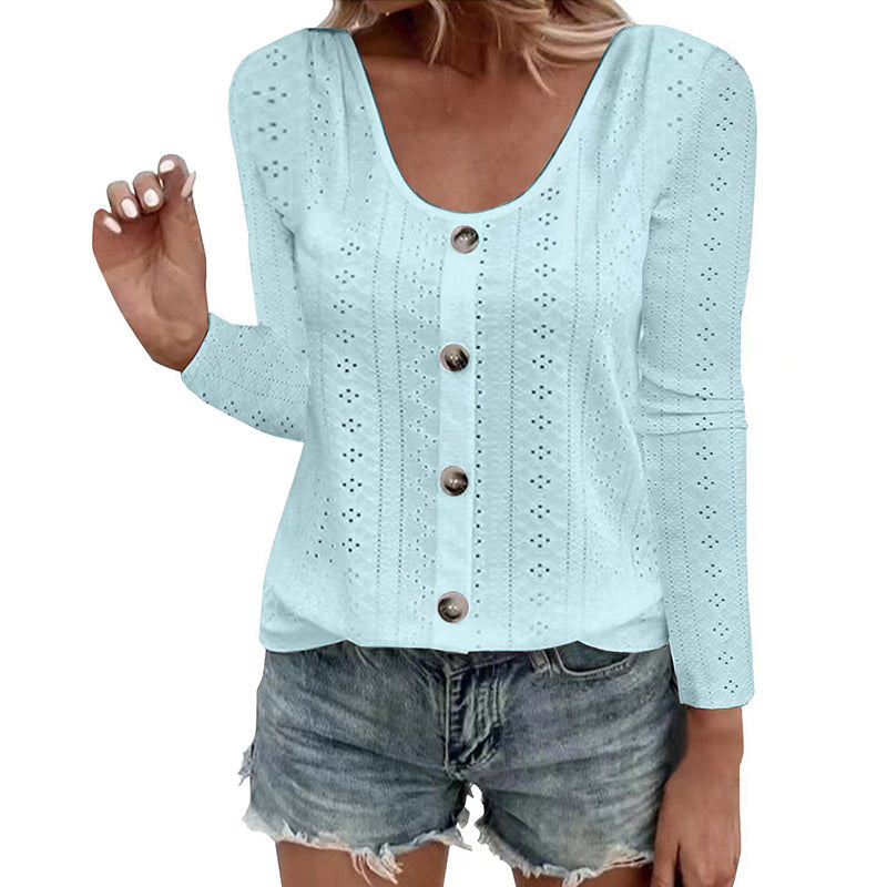 Aelwen - Blouse à col rond, douce au toucher