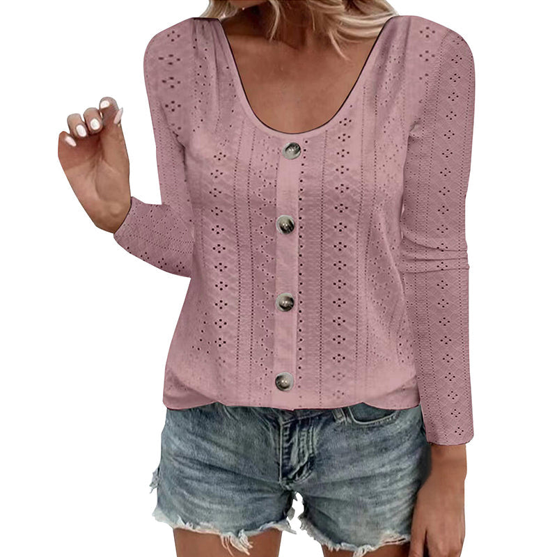 Aelwen - Blouse à col rond, douce au toucher