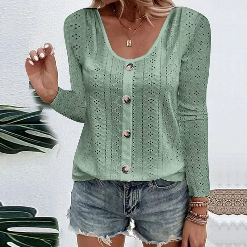 Aelwen - Blouse à col rond, douce au toucher