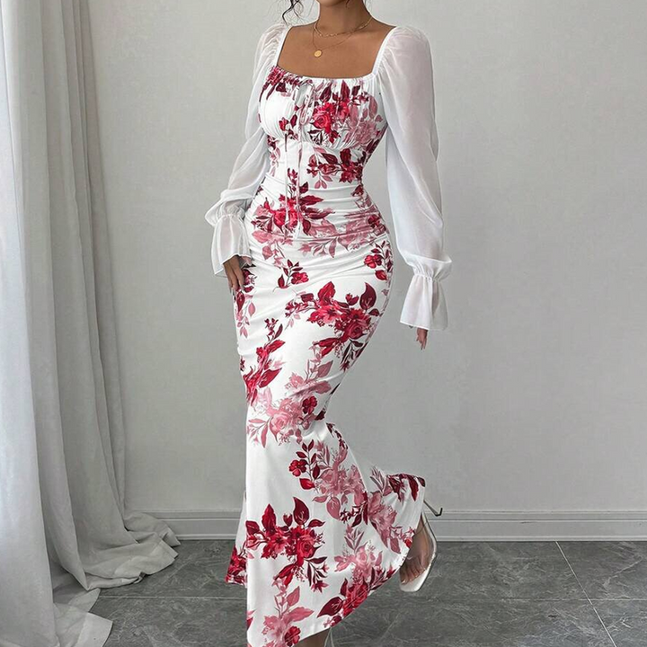 Noevalle - Robe sirène à motif floral au toucher doux
