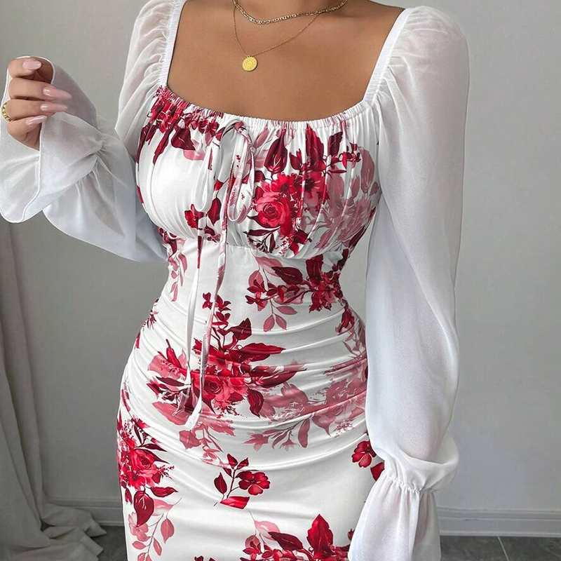 Noevalle - Robe sirène à motif floral au toucher doux