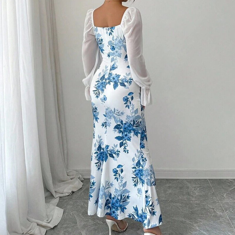 Noevalle - Robe sirène à motif floral au toucher doux