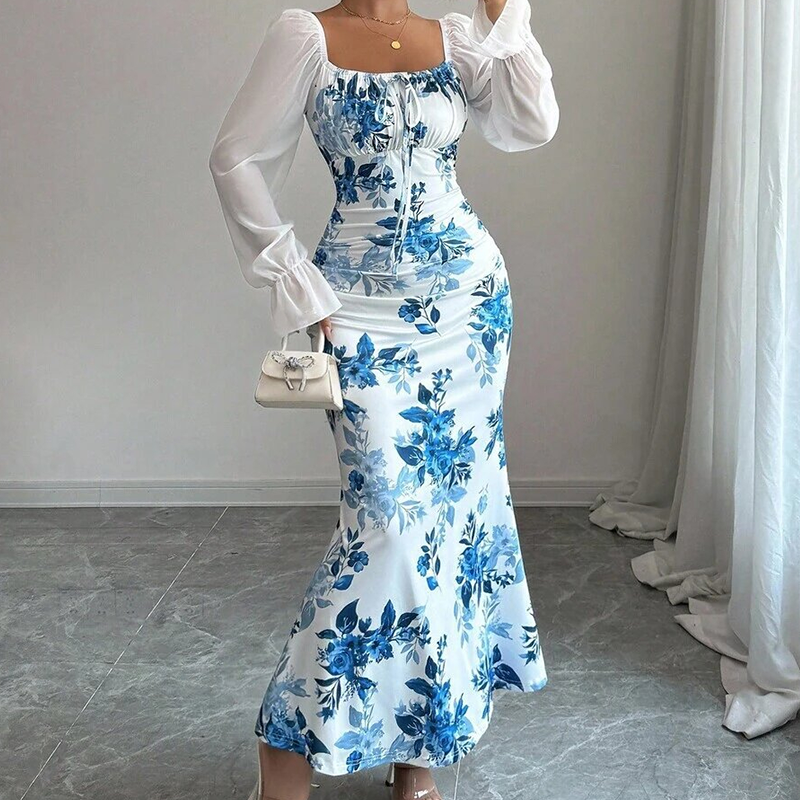 Noevalle - Robe sirène à motif floral au toucher doux