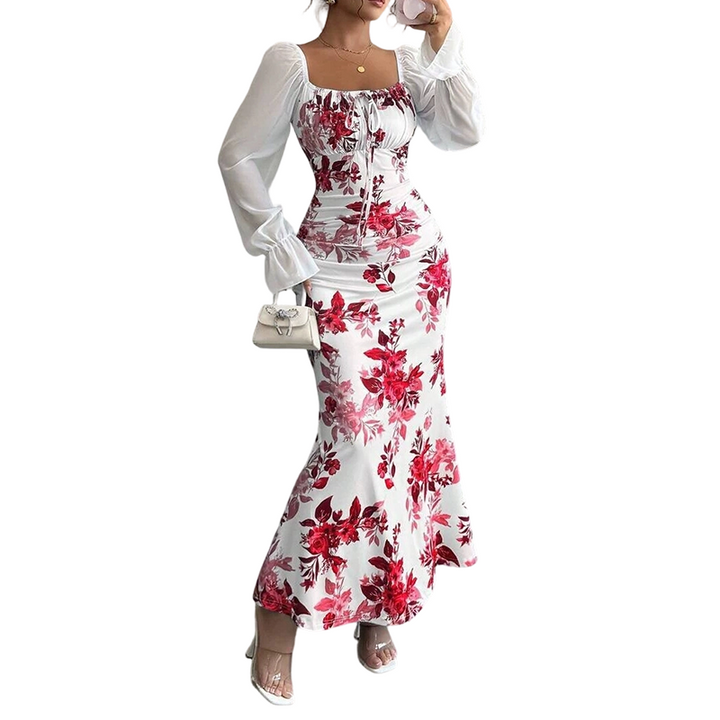 Noevalle - Robe sirène à motif floral au toucher doux