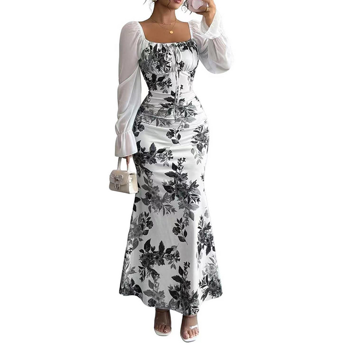 Noevalle - Robe sirène à motif floral au toucher doux