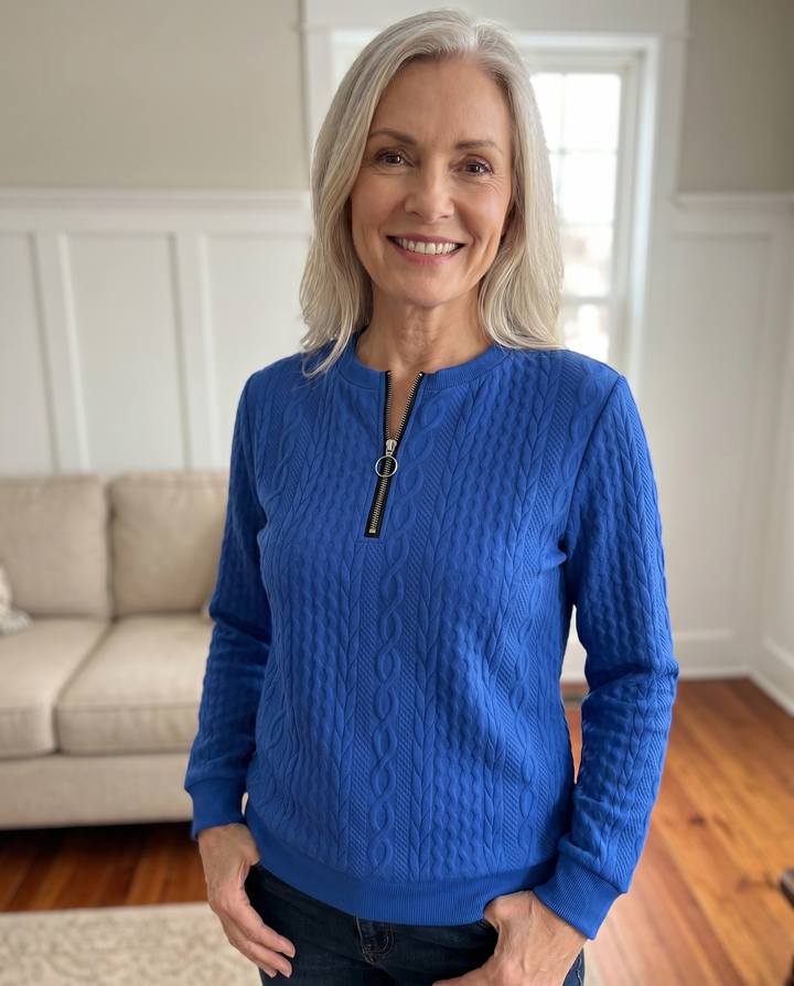 Darla - Pull zippé texturé