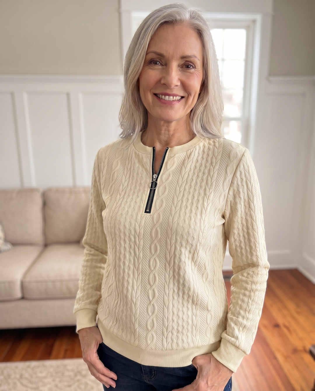 Darla - Pull zippé texturé
