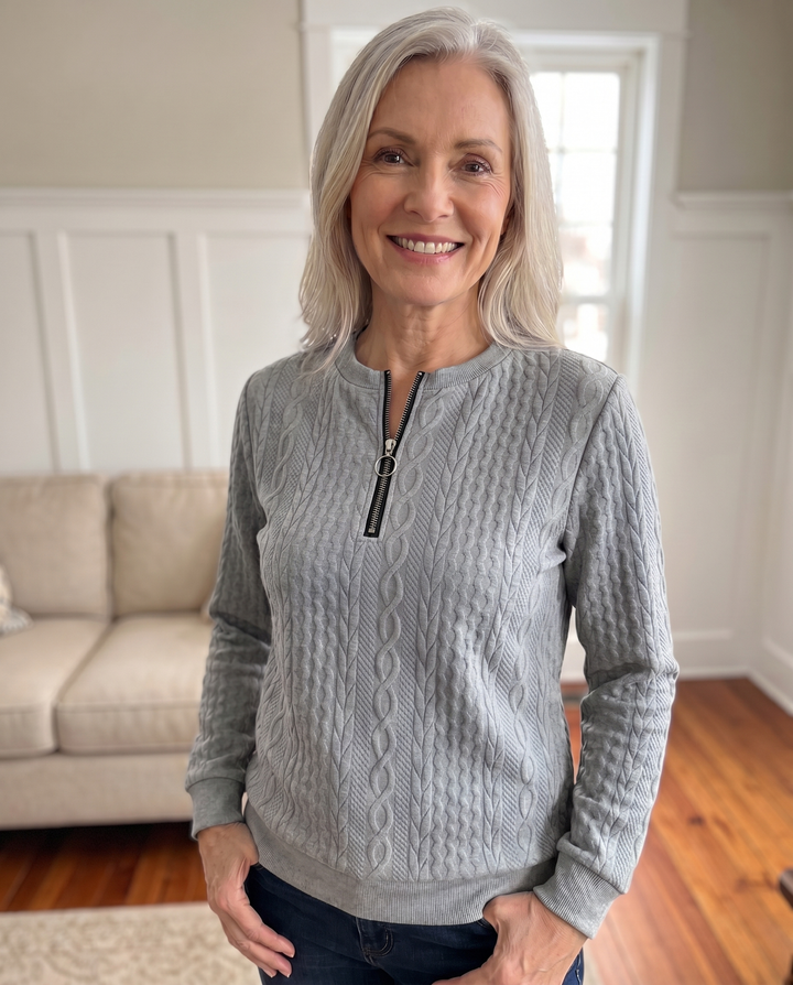 Darla - Pull zippé texturé