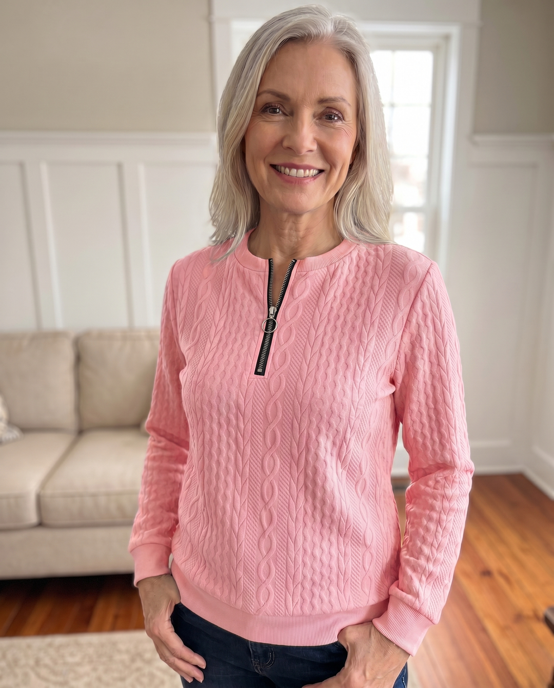 Darla - Pull zippé texturé