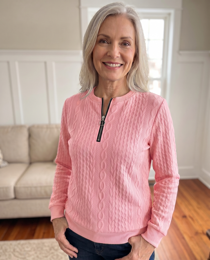 Darla - Pull zippé texturé