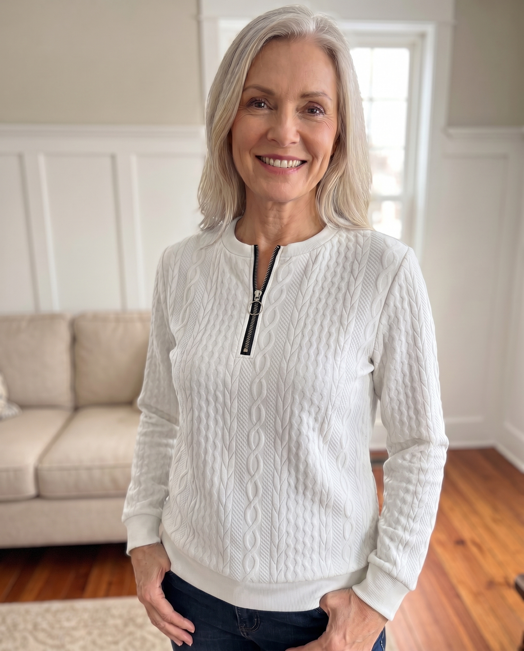 Darla - Pull zippé texturé