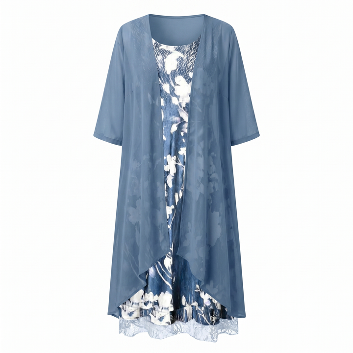 Delavelle - Ensemble coordonné élégant avec robe midi à volants superposés
