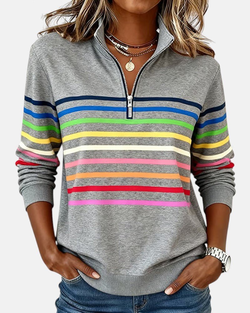 Corinelle - Sweat demi-zip rayé au toucher doux