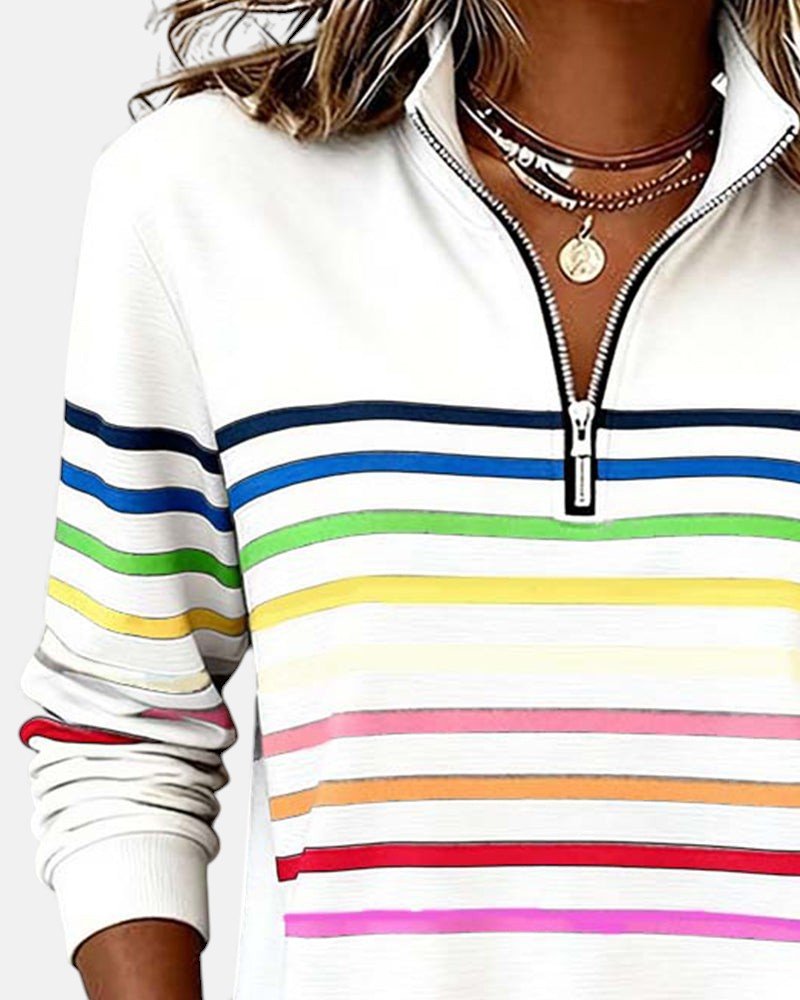 Corinelle - Sweat demi-zip rayé au toucher doux