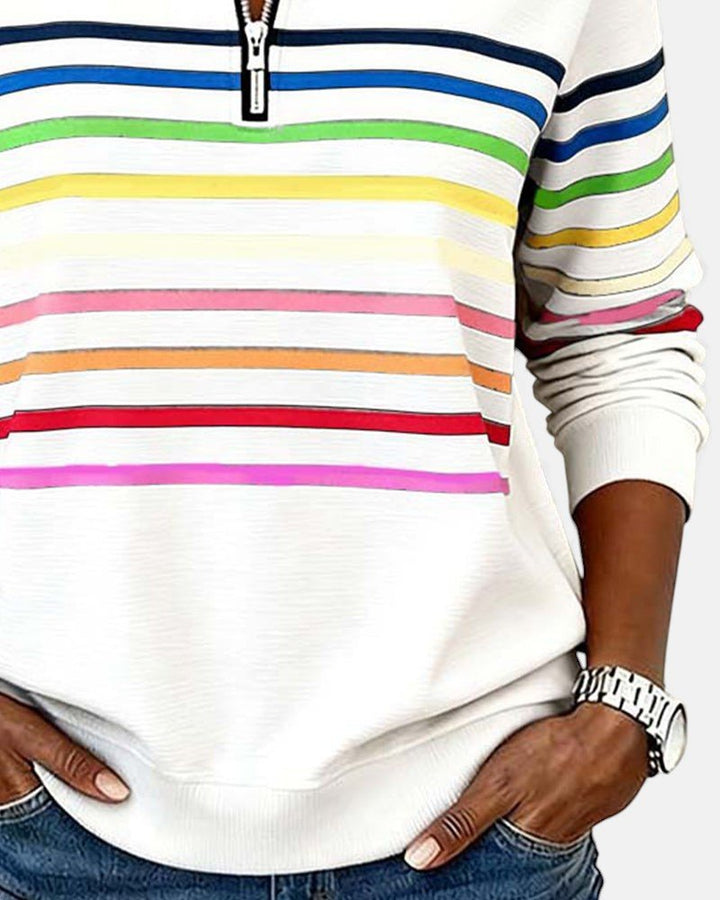 Corinelle - Sweat demi-zip rayé au toucher doux