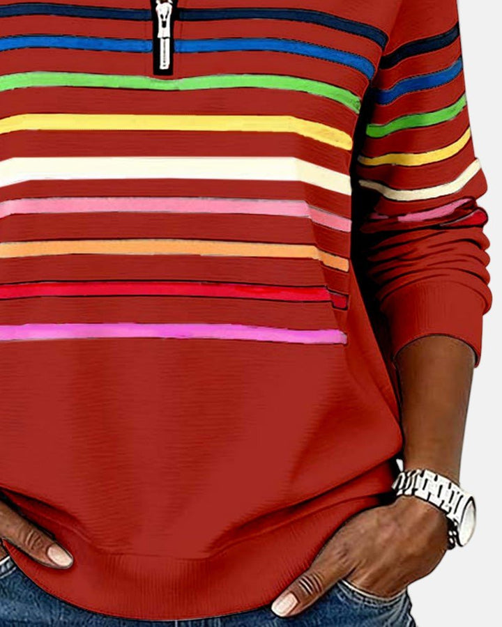 Corinelle - Sweat demi-zip rayé au toucher doux