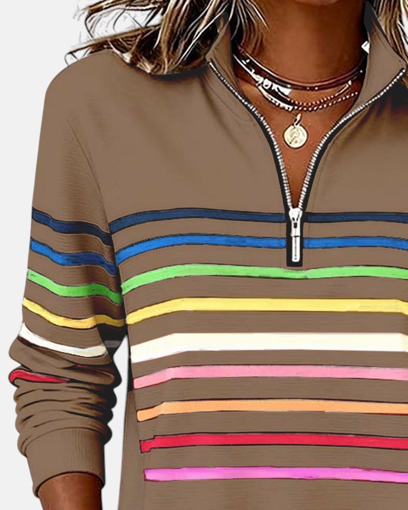 Corinelle - Sweat demi-zip rayé au toucher doux
