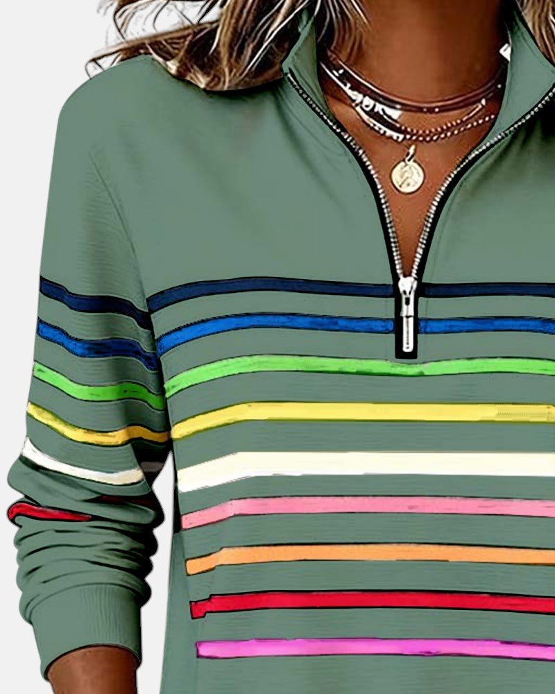 Corinelle - Sweat demi-zip rayé au toucher doux