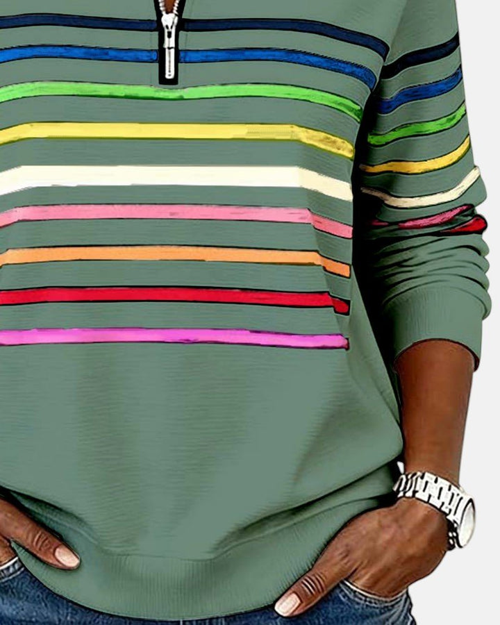 Corinelle - Sweat demi-zip rayé au toucher doux