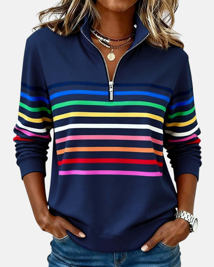 Corinelle - Sweat demi-zip rayé au toucher doux