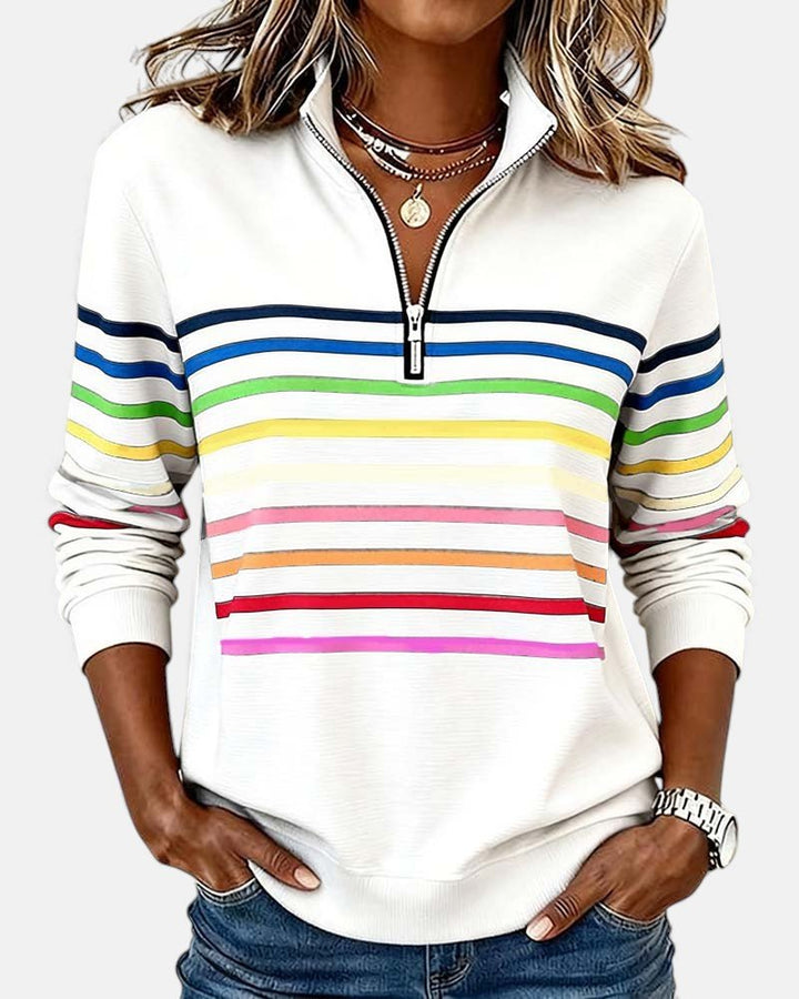 Corinelle - Sweat demi-zip rayé au toucher doux