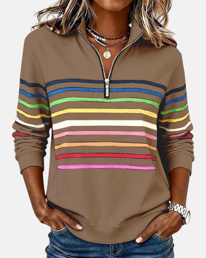 Corinelle - Sweat demi-zip rayé au toucher doux