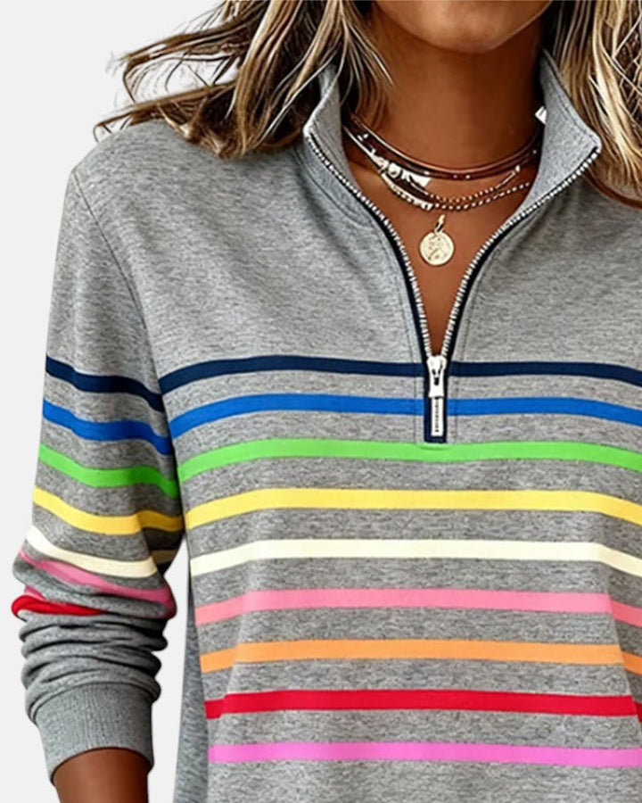 Corinelle - Sweat demi-zip rayé au toucher doux