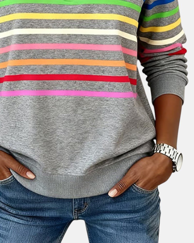 Corinelle - Sweat demi-zip rayé au toucher doux