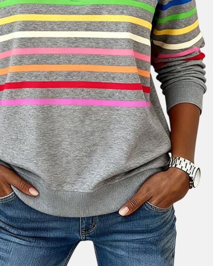 Corinelle - Sweat demi-zip rayé au toucher doux