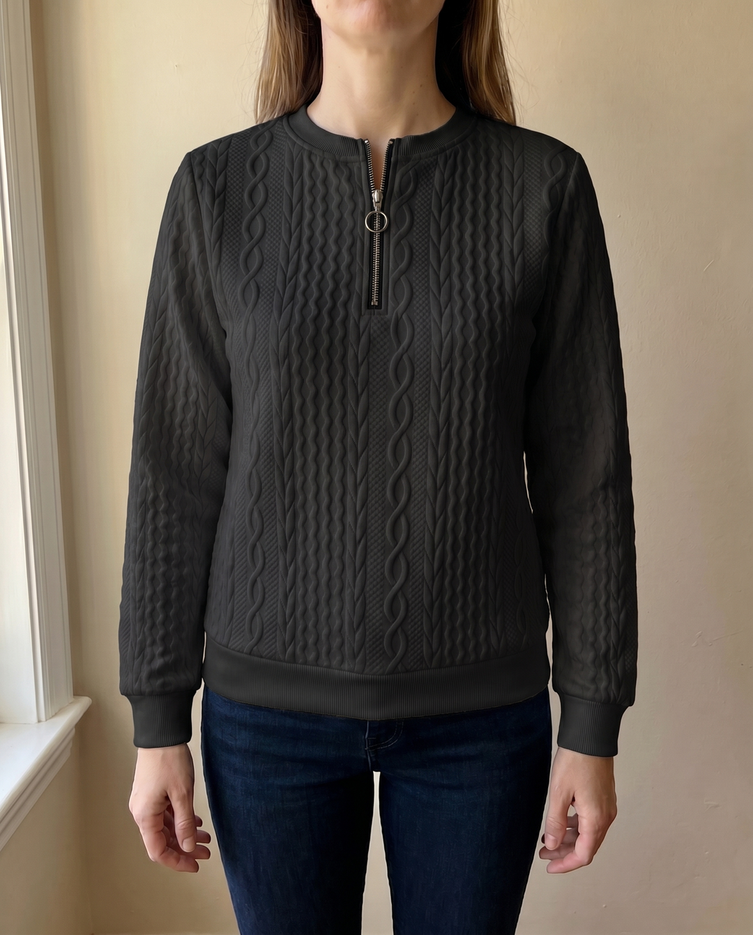 Darla - Pull zippé texturé