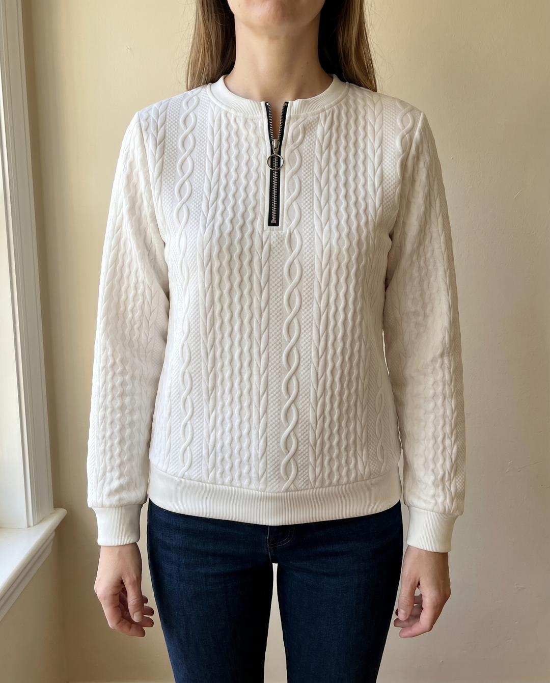 Darla - Pull zippé texturé